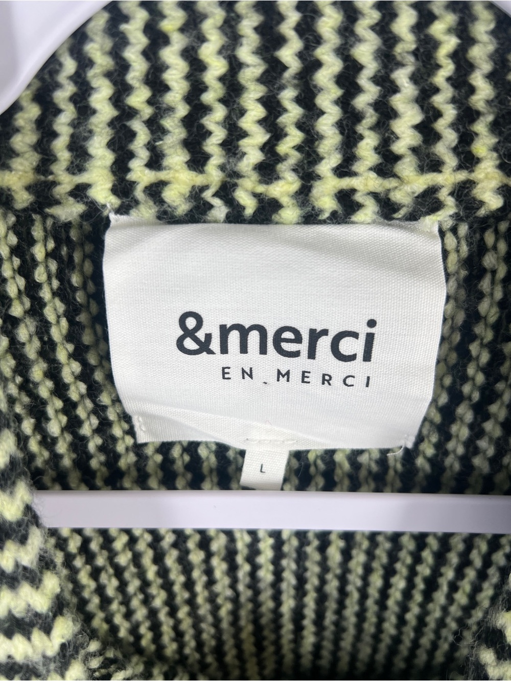 Olive Striped Cardigan with Colorful Buttons - Picture 8 of 13